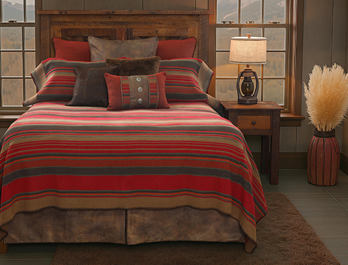 The Hudson Garnet bed ensemble by Wooded River.